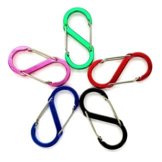 S Shape Carabiner Clip Medium 65mm Aluminium Alloy Hook Keychain - Assorted 
