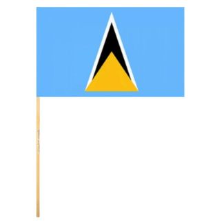 Saint Lucia Hand Flag With Wooden Stick - 18" x 12"