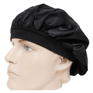 Soft Satin Black Sleep Cap 