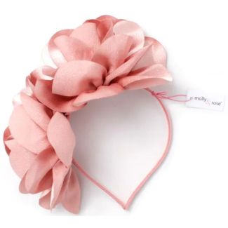 Satin Covered Aliceband With Double Flower - Pink (5mm Wide)