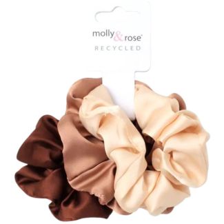 Satin Scrunchie Set- Brown  Assortment (7cm)