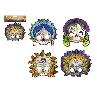 Scary Skull Design Shiny Felt Mask - Assorted 