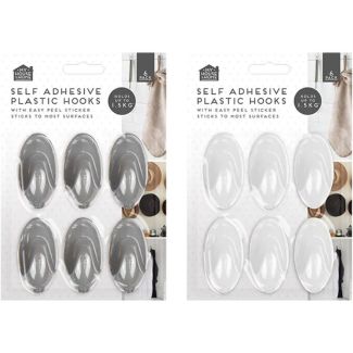Self-Adhesive Plastic Wall Hooks – Pack of 6