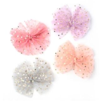 Sequin Net Bow On a Clip 