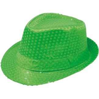 Sequined Gangster Hat for Adults - Neon Green