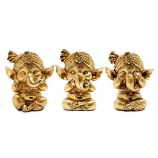 Wholesale Gold Ganesh Hear No Speak No See No Evil Set of 3 (10cm)