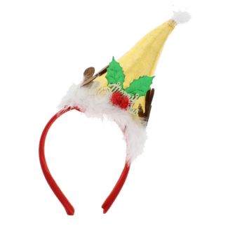 "Merry Christmas" Shiny Gold Hat Headband With White Fur 