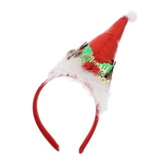 Shiny Red Hat Headband With White Fur 