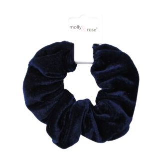 Navy Blue Large Shiny Velvet Hair Scrunchie - 12cm
