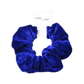 Royal Blue Large Shiny Velvet Hair Scrunchie - 12cm