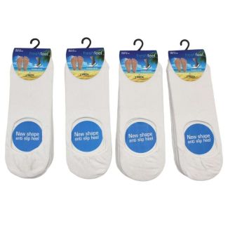 Mens 3 Pack Fresh Feel Invisible Liner Socks (6-11)- White