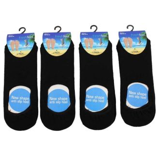 Mens 3 Pack Fresh Feel Invisible Liner Socks (6-11)- Black