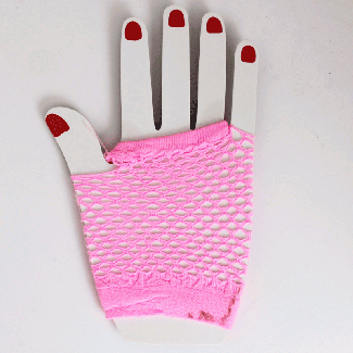 Short Ladies Fishnet Gloves - Light Pink