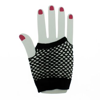Short Ladies Fishnet Gloves - Black