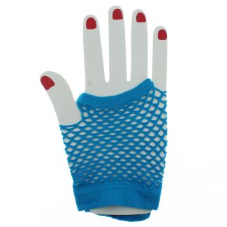 Short Ladies Fishnet Gloves - Turquoise