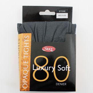 Silky 80 Denier Luxury Soft Opaque Tights - Stone (Medium)
