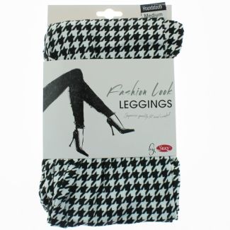 Silky Ladies Printed Leggings - BlackWhite - Medium