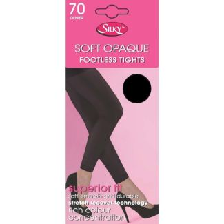 Silky's 70 Denier Soft Opaque Footless Tights - Black 