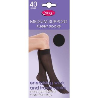 Silky's Medium Support Flight Socks - One Size (Barely Black)
