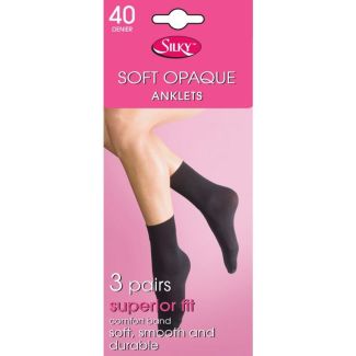 Silky's 40 Denier Soft Opaque Anklets - Black (One Size) 