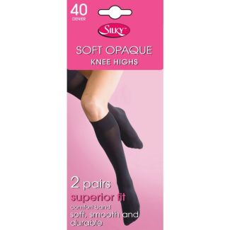 Silky's 40 Denier Soft Opaque Knee Highs - Black (M)