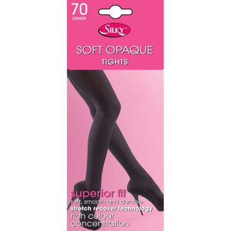 Silky's 70 Denier Soft Opaque Tights - Black (XL - With Panel)