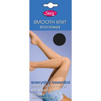 Silky's 15 Denier Smooth Knit Stockings - One Size (Barely Black)