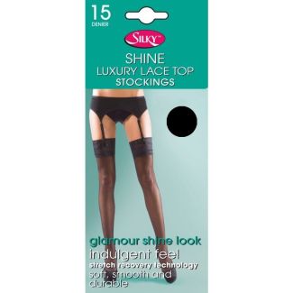 Silky's 15 Denier Super Shine Lace Top Stockings - One Size (Nude)