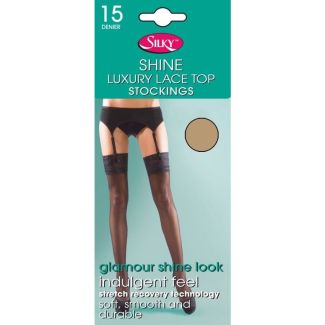 Silky's 15 Denier Super Shine Lace Top Stockings - One Size (Nude)