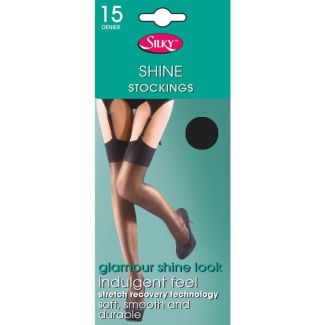 Silky's 15 Denier Super Shine Stockings - One Size (Barely Black)