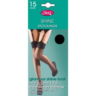 Silky's 15 Denier Super Shine Stockings - One Size (Black)