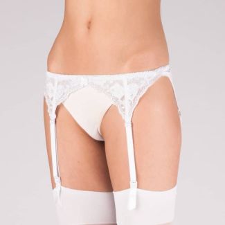 Silky's Narrow Lace Suspender Belts - White