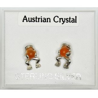 Silver Austrian Crystal Frog Studs (9mm)