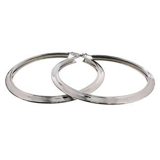 Silver Plain Hoop Earrings - 9.4cm 