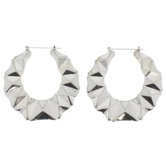 Silver Pyramid Patterned Earrings - 7.5cm