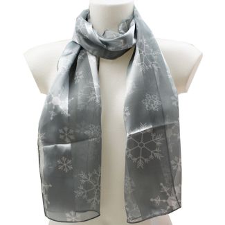 Ladies Snowflake Design Scarf - Silver