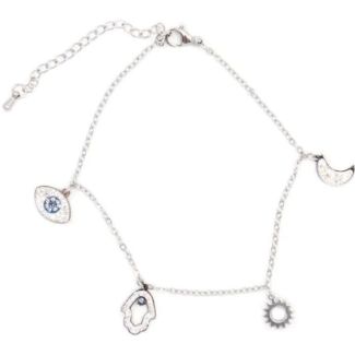 Silver Anklet with Assorted Diamante Charms