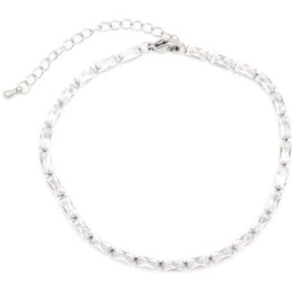 Rectangle Crystal Silver Anklet