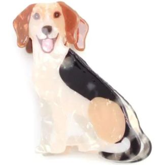 Acrylic Brown Pearlescent Dog Shaped Hair Clamps - 8cm