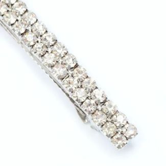 Silver Crystal Diamante Barrette Clip - 6cm