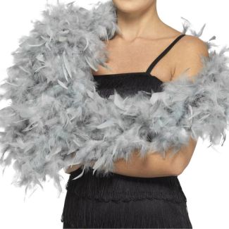 Feather Boa Silver Deluxe 180cm Long