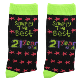 Simply The Best "21 Year Old" Design Socks