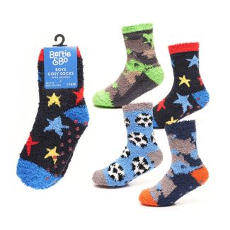 Boys Cosy Gripper Socks - Assorted 