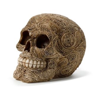 Intricate Damask Skull Ornament 12cm