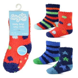Babies Cosy Socks (2 Pack) - Assorted Sizes & Designs 