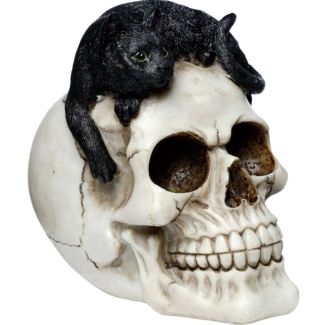 Skull with Black Cat Design Ornament 