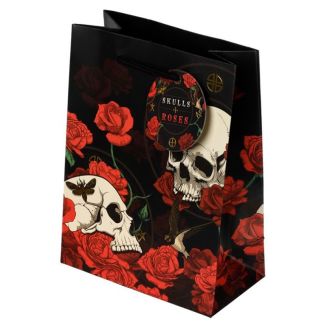 Wholesale Skulls and Roses Red Roses Gift Bag - Medium