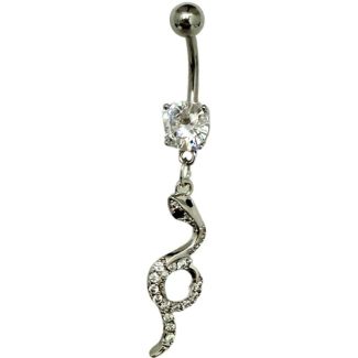 Snake Design Belly Bar - Silver - 50mm