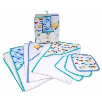 Snuggle Baby Hooded Towel & Wash Cloths (6 pieces Bath Set) - Asst.