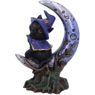 Sooky Witches Familiar Black Cat on Crescent Moon Figurine – 11.5cm